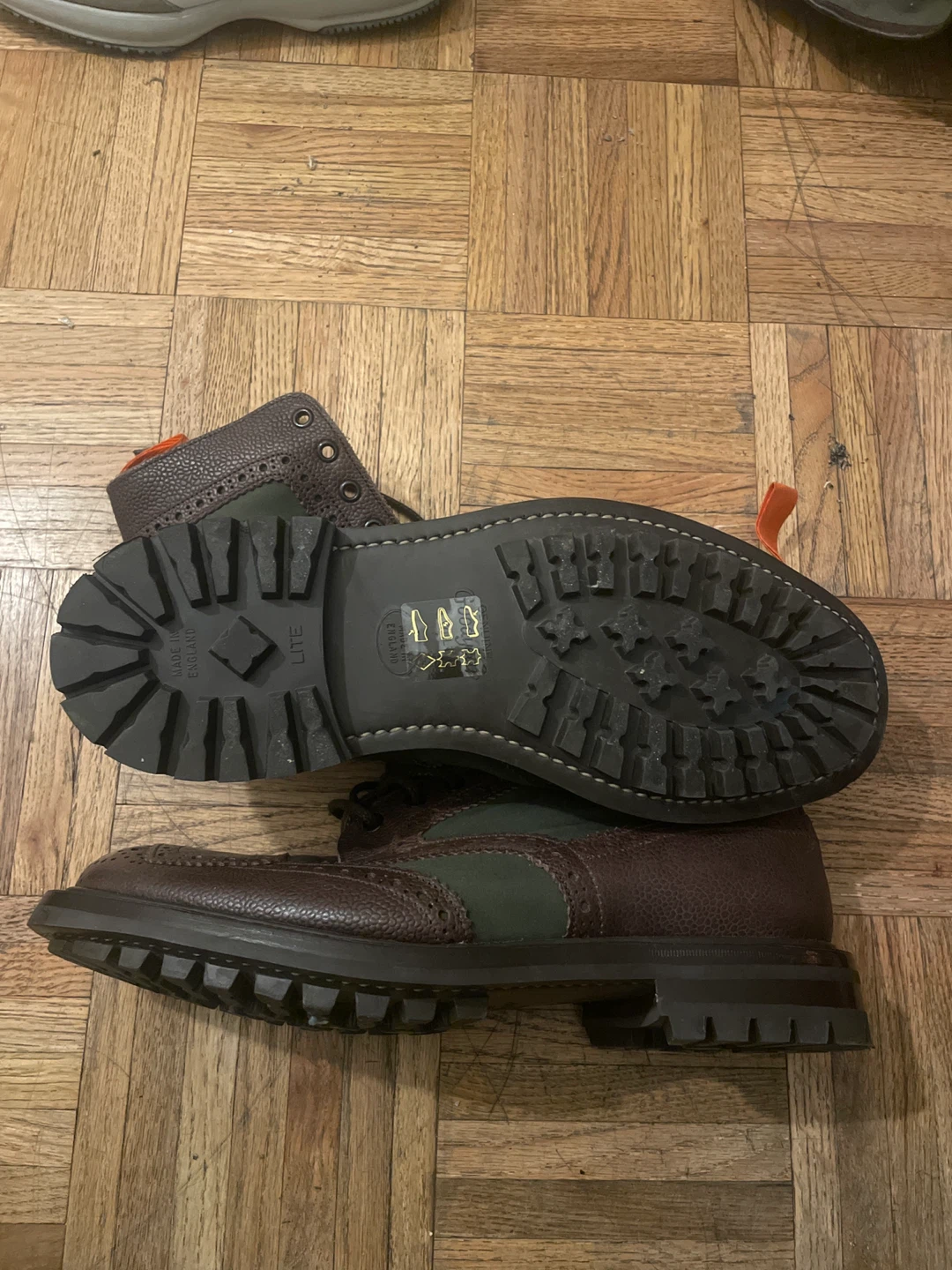 Men's Brown & Green Leather Lace-Up Boots - photo 3