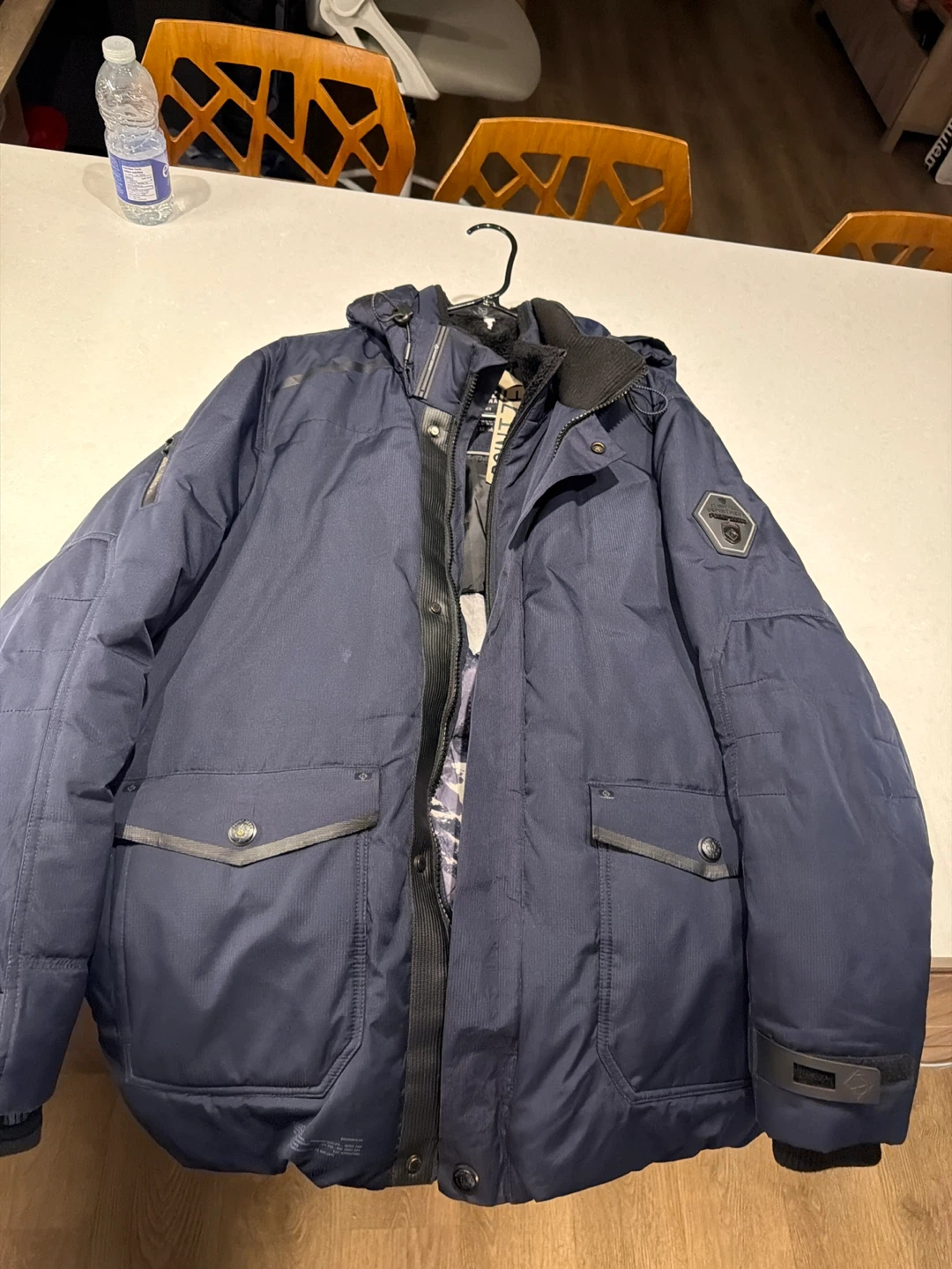 Point Zero Men's Down Winter Parka Jacket - Navy - M/M