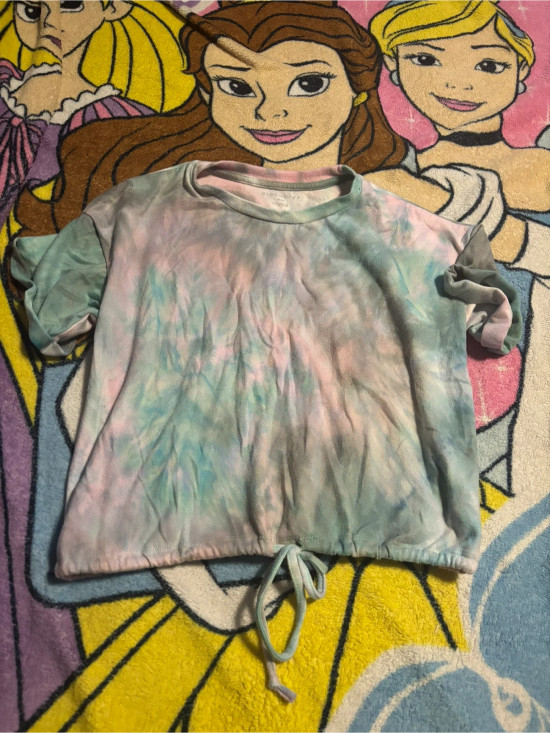 Tie-Dye Cropped Shirt with Drawstring
