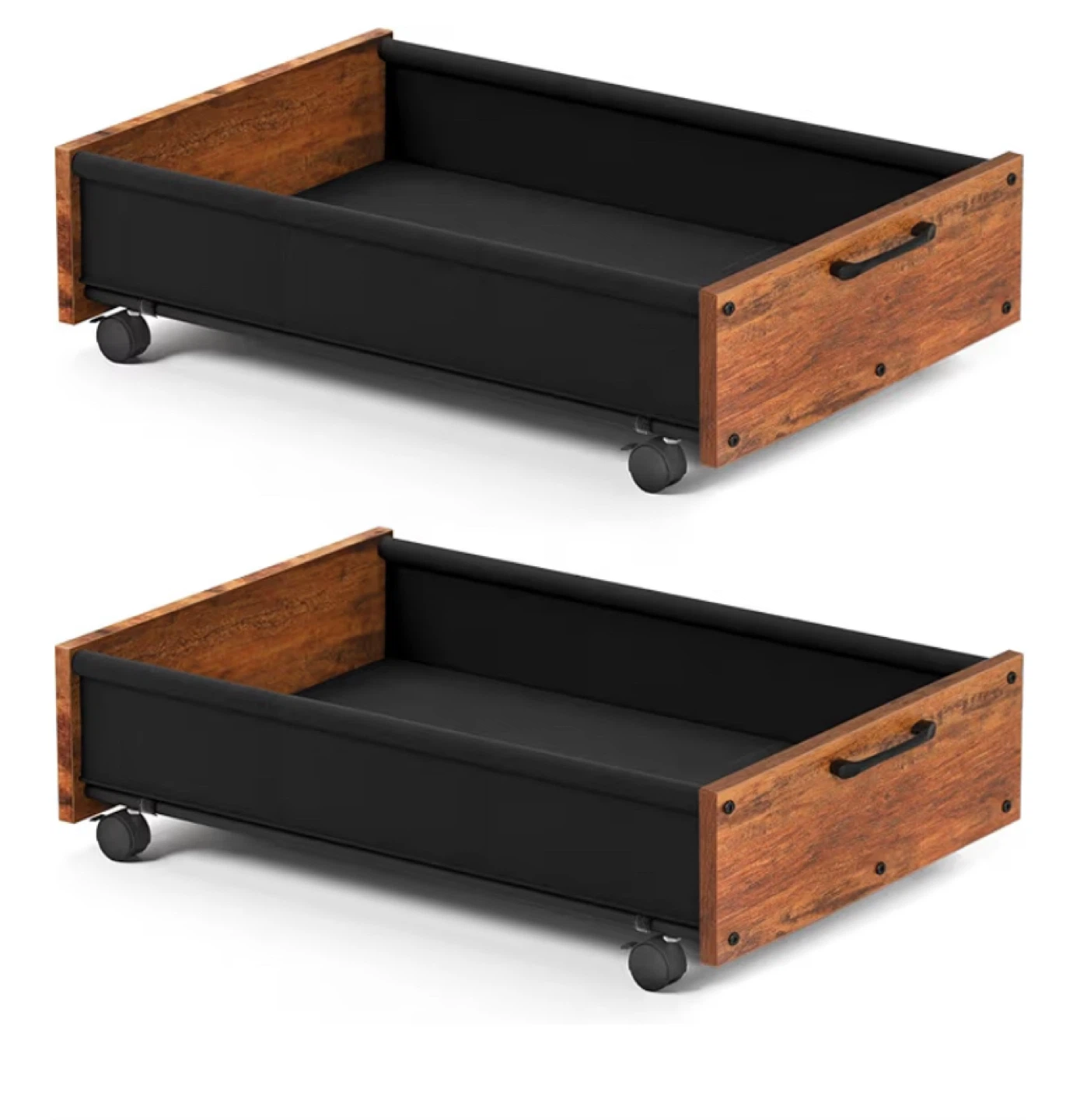 Rolling Storage Drawer with Wood Trim