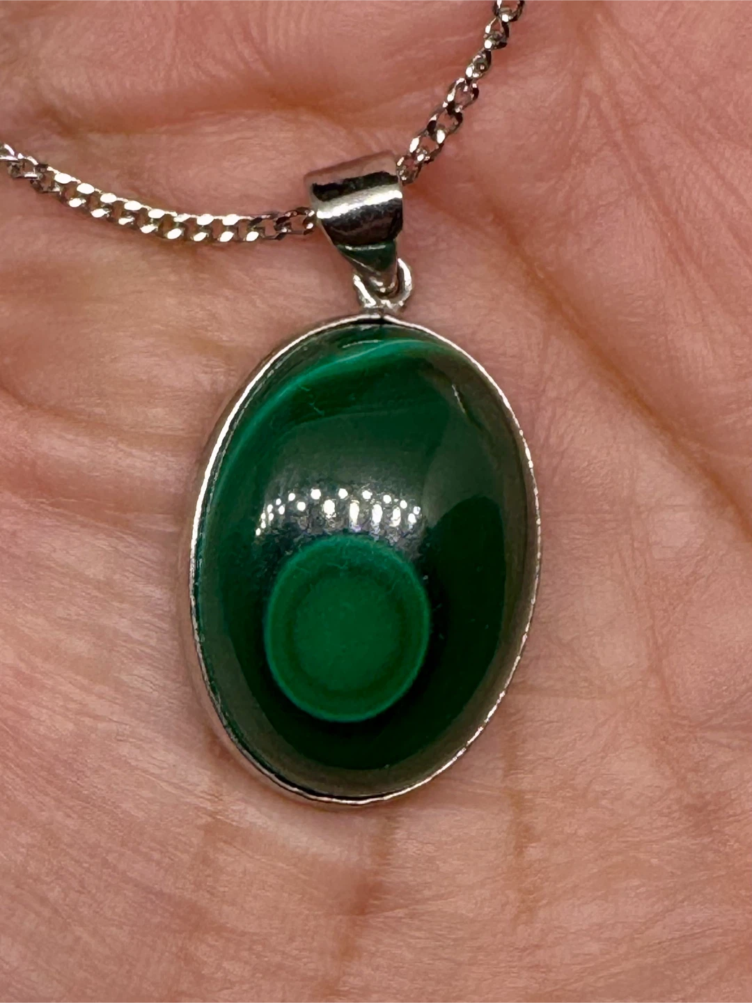 Malachite Oval Pendant Necklace