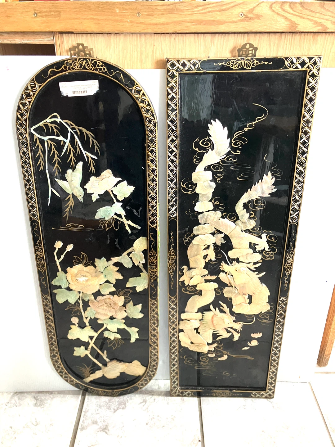 Set of two mother of peal raised   Picture ox - photo 2