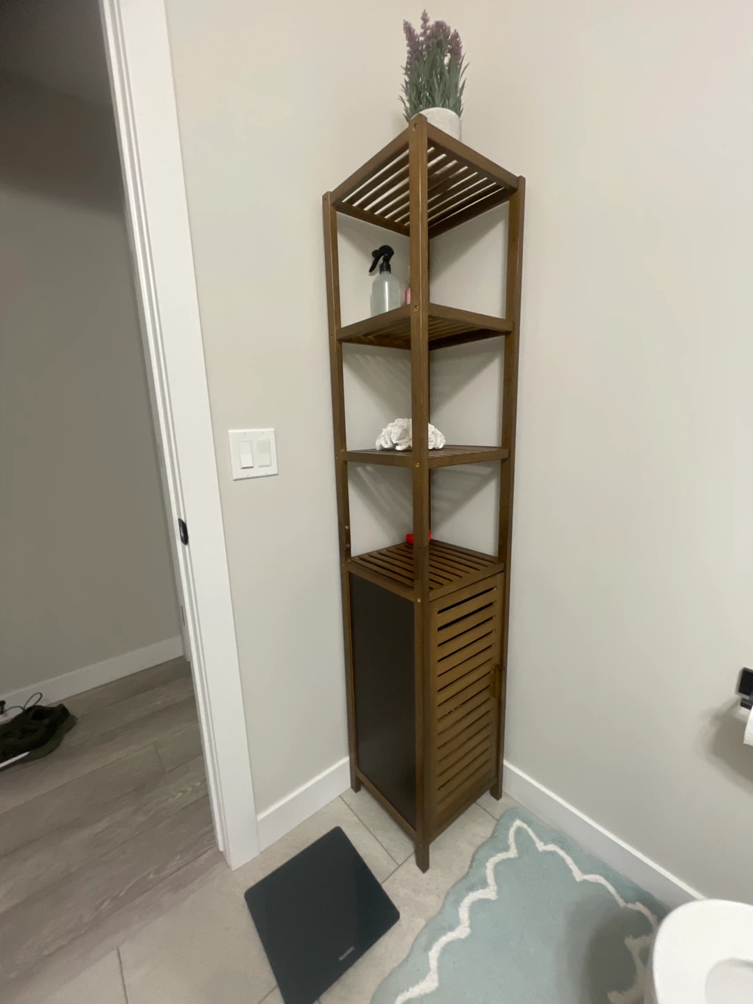 Bathroom Storage Shelf with Cabinet brown