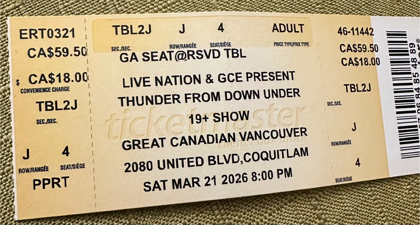 4 Tickets to Thunder From Down Under Tickets - Sat Mar 21 2026 - photo 3