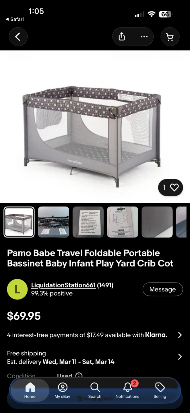 Pamo Babe Travel Foldable Portable Bassinet Play Yard Crib Cot - photo 5