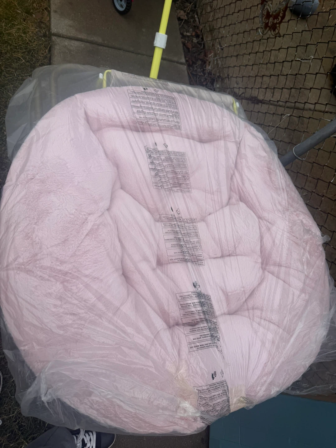 Adult Pink Faux Fur Saucer Chair