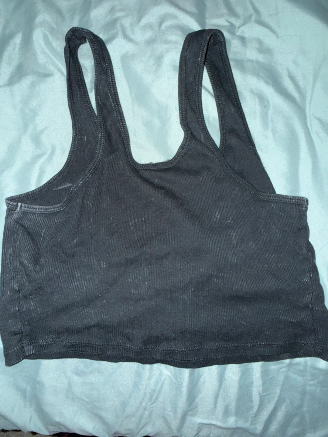 Guess Black Ribbed Crop Tank Top - Size XS - photo 3