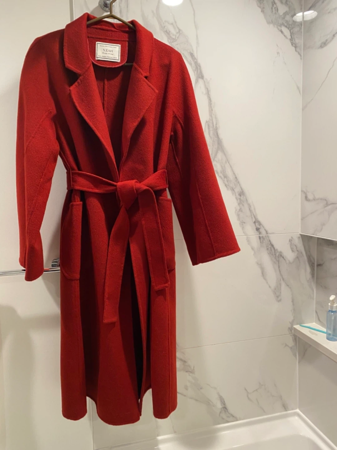 Red Cashmere Silk Coat Size Small New - photo 2