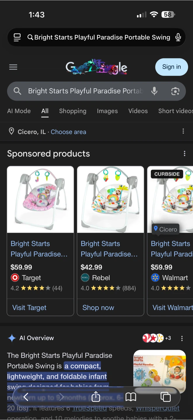 Bright Starts Playful Paradise Portable Baby Swing - photo 5