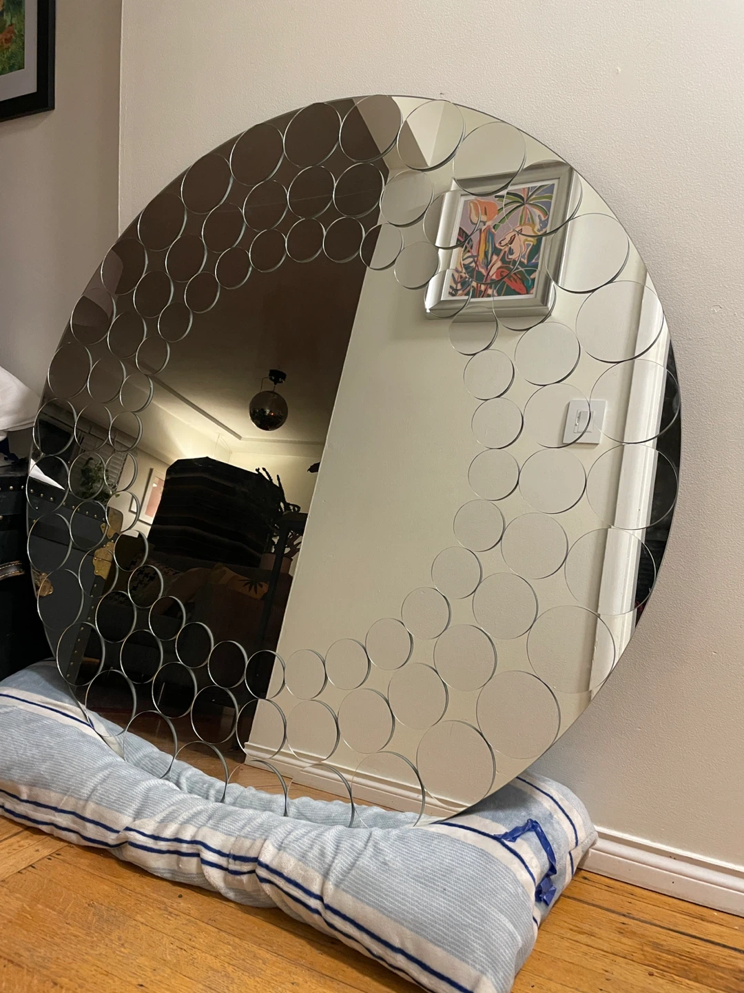 Decorative Round Mirror with Circle Accents