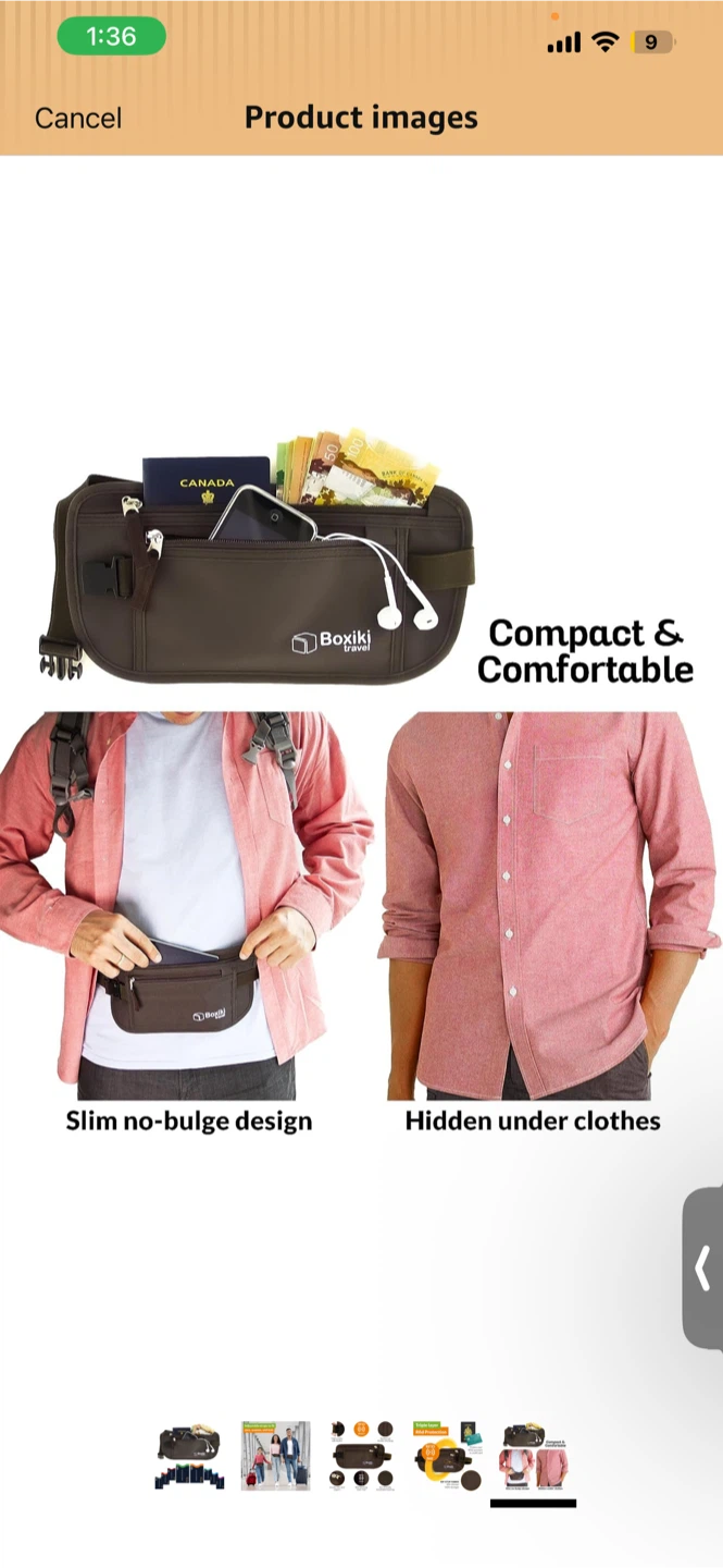 Boxiki Travel RFID Blocking Money Belt - Brown - photo 2