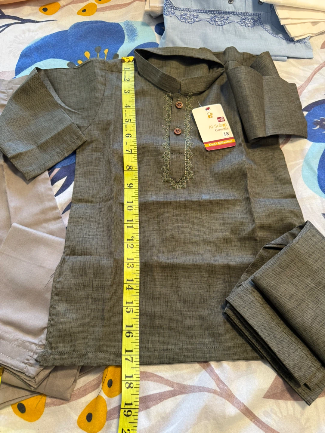 Boys Kurta Pajama Set - Blue, Grey, Brown - photo 3