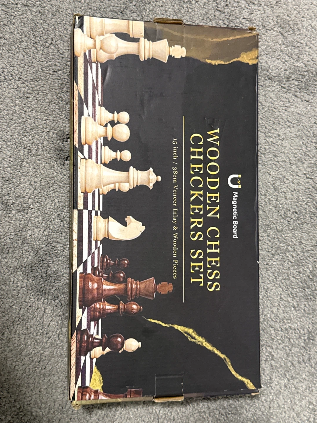 Wooden Chess and Checkers Set - 15 inch