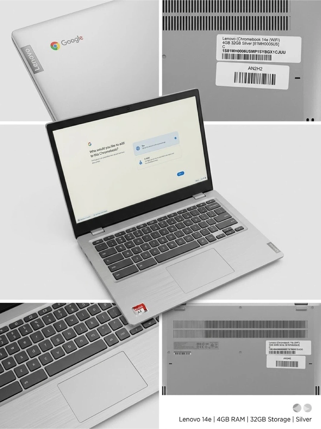 Lenovo Chromebook 14e WiFi 4GB RAM 32GB Storage Silver