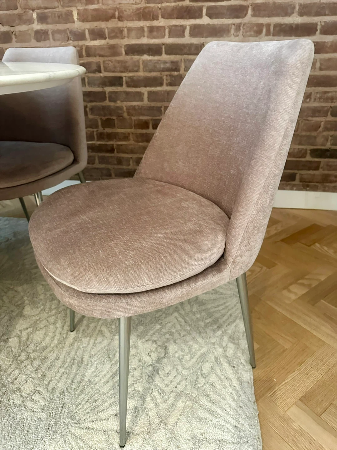 2 left! West Elm Finley Low-Back Dining Chair - Blush Velvet