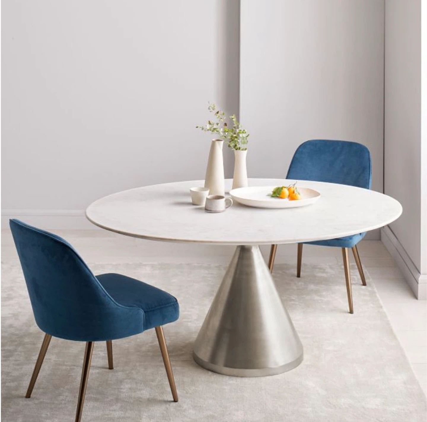 West Elm 60" Pedestal Dining Table - Oval White Marble - photo 4