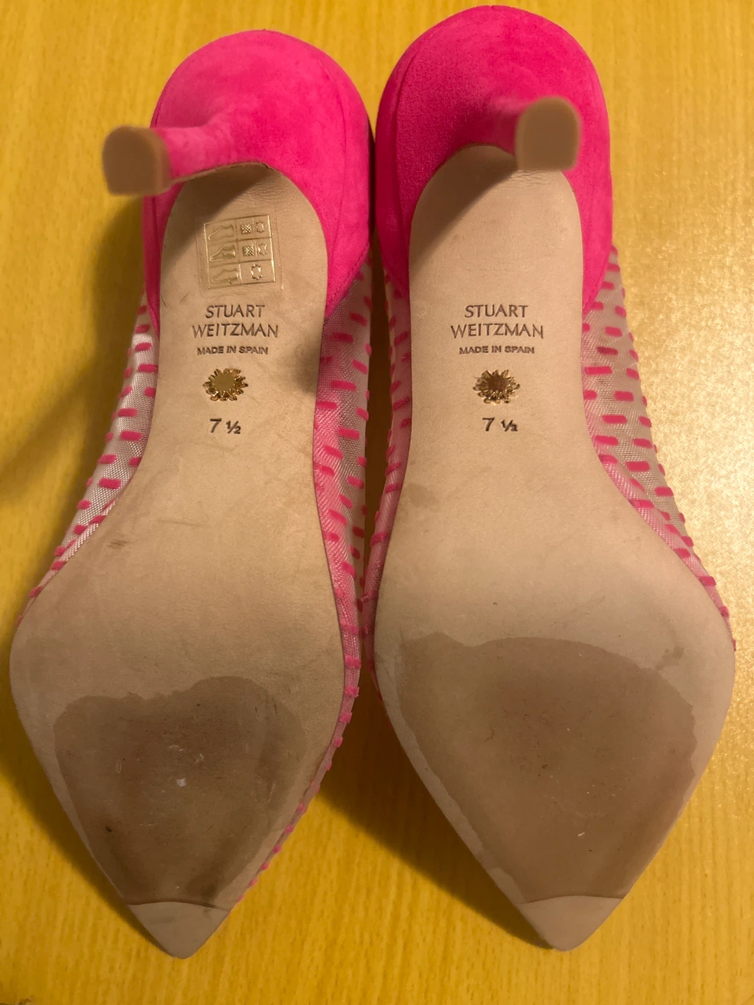 Stuart Weitzman Pink Mesh Pointed-Toe Heels Size 7.5 - photo 3