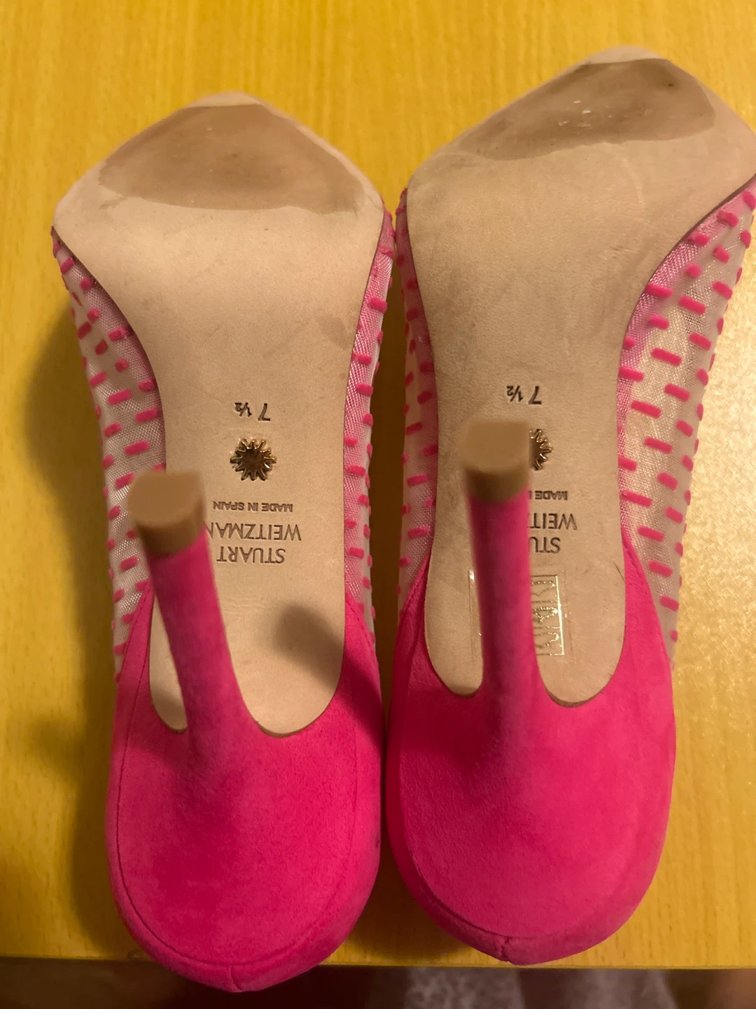 Stuart Weitzman Pink Mesh Pointed-Toe Heels Size 7.5 - photo 2