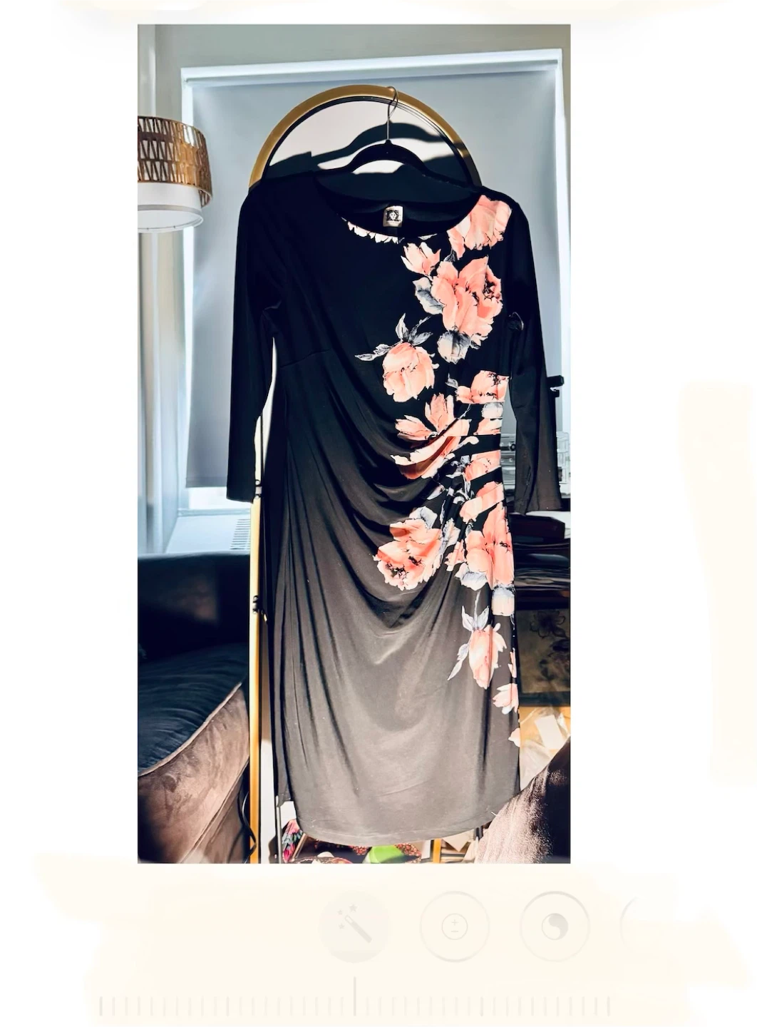 Anne Klein Black Floral Print Ruched Sheath Dress Size 10 - photo 2