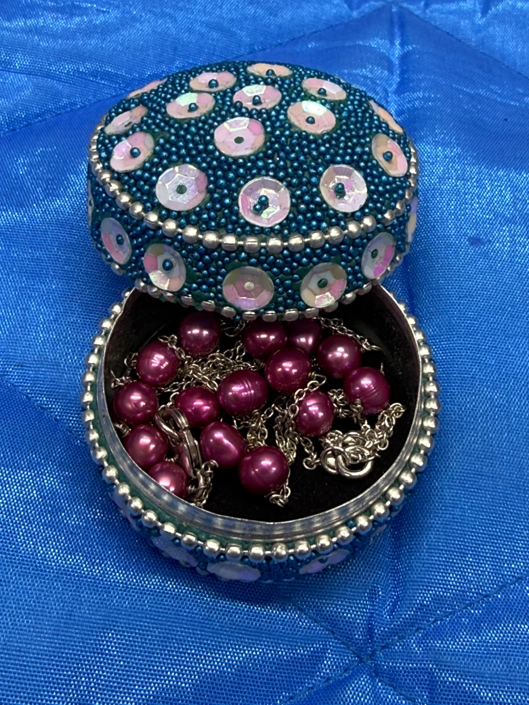Purple Pearl Necklace and Bracelet Set with 925 Sterling Silver