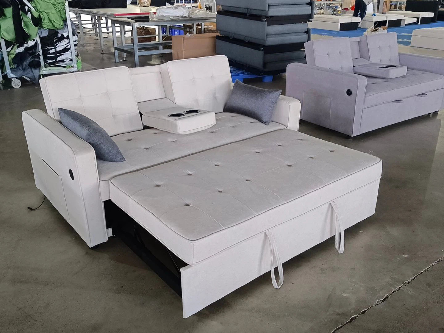 Grey Sofa Bed with Cup Holders - photo 3
