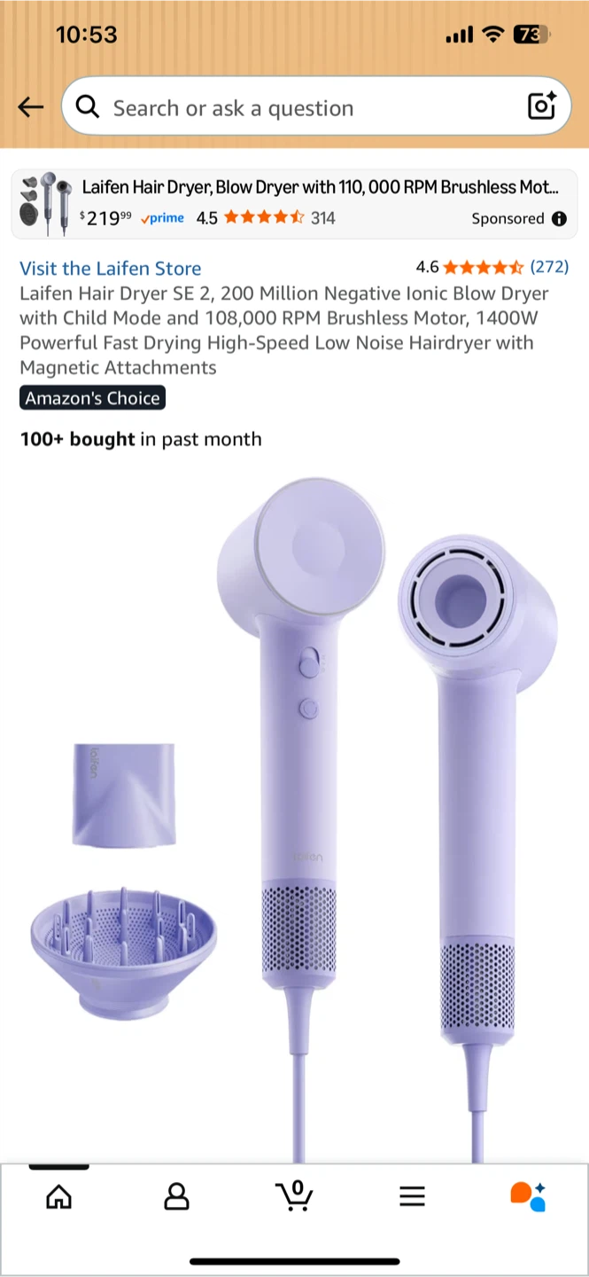 Laifen SE 2 Hair Dryer - Purple - photo 2
