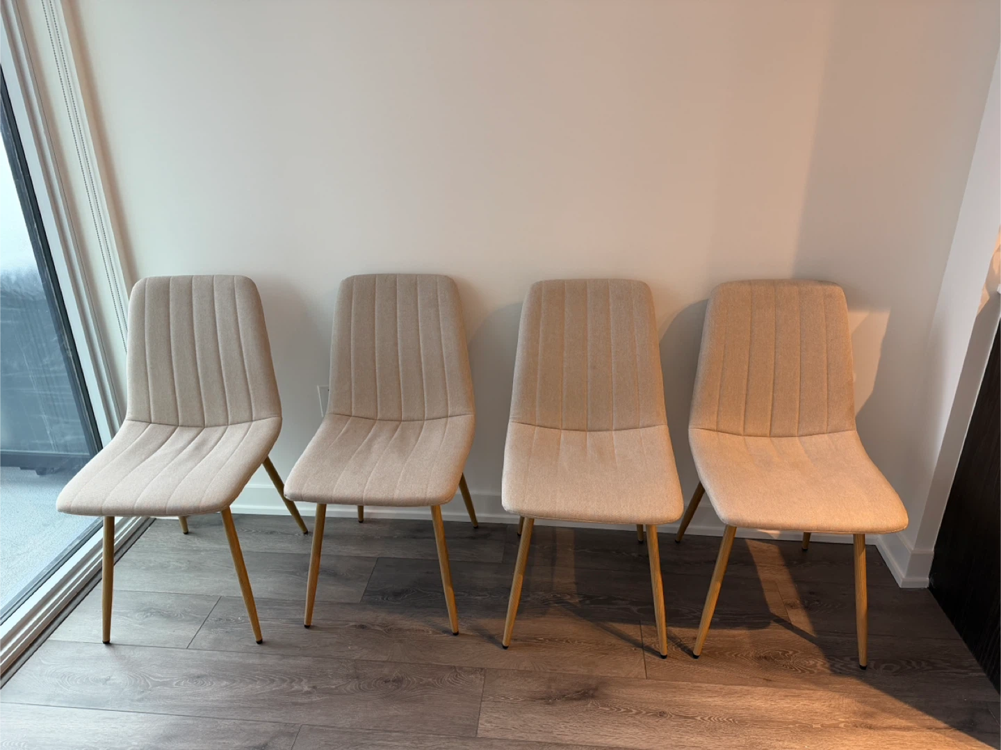 Set of 4 Beige Upholstered Dining Chairs