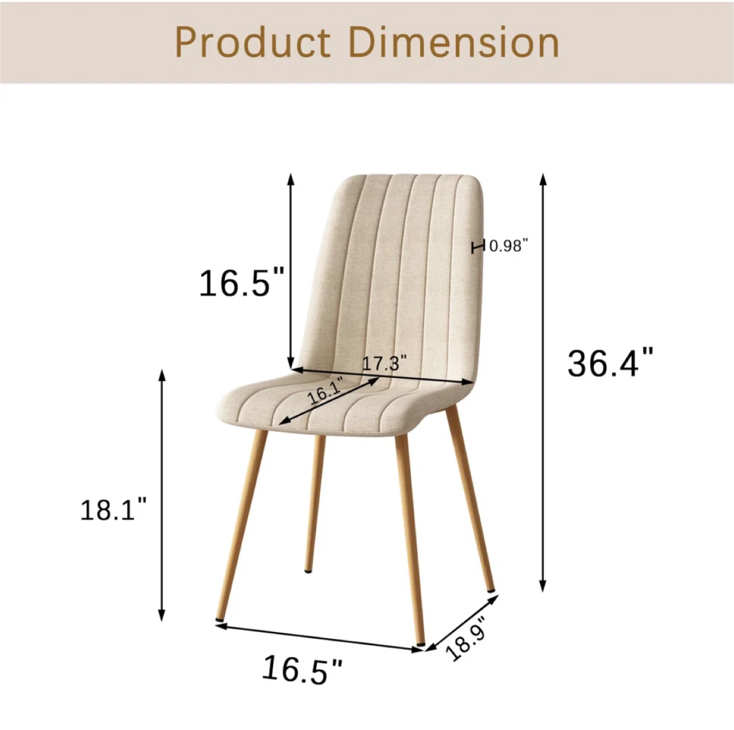 Set of 4 Beige Upholstered Dining Chairs - photo 3