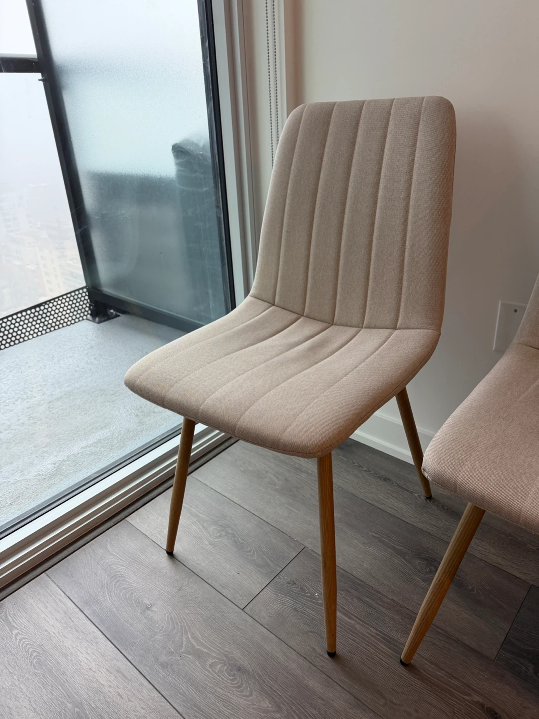 Set of 4 Beige Upholstered Dining Chairs - photo 2