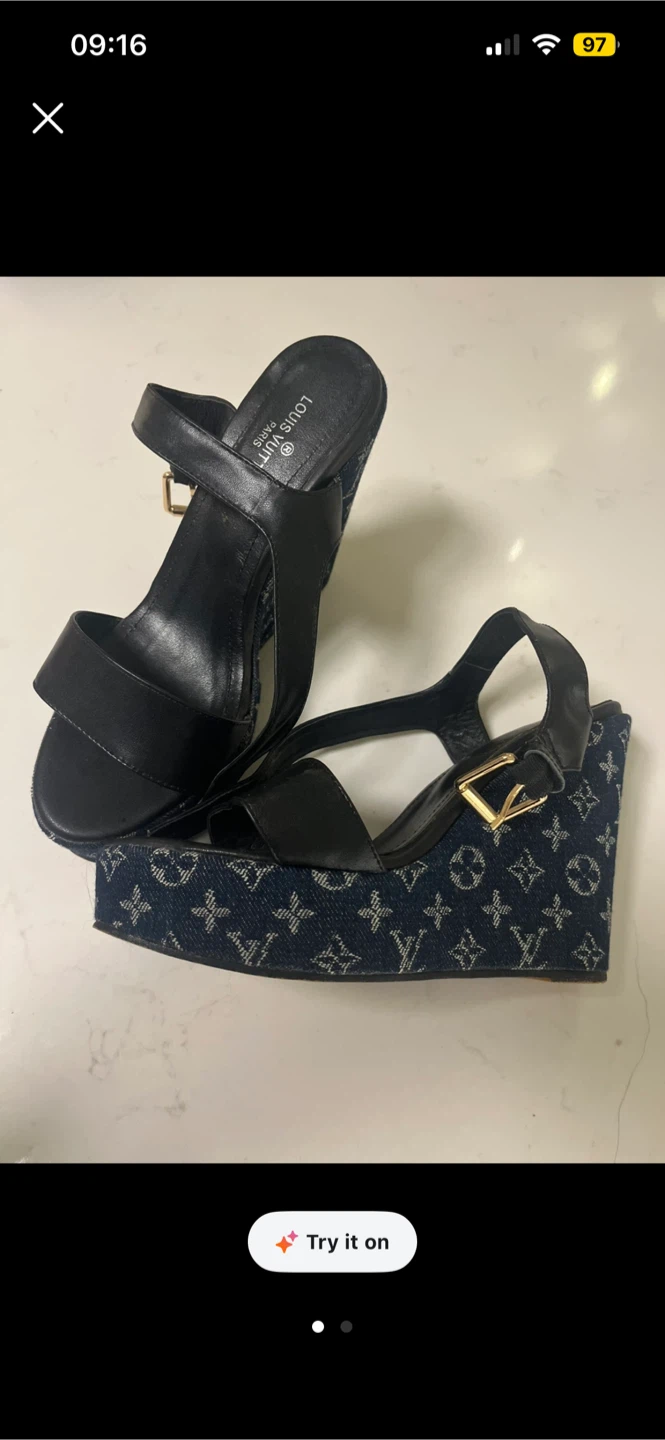 Black Wedge Sandals