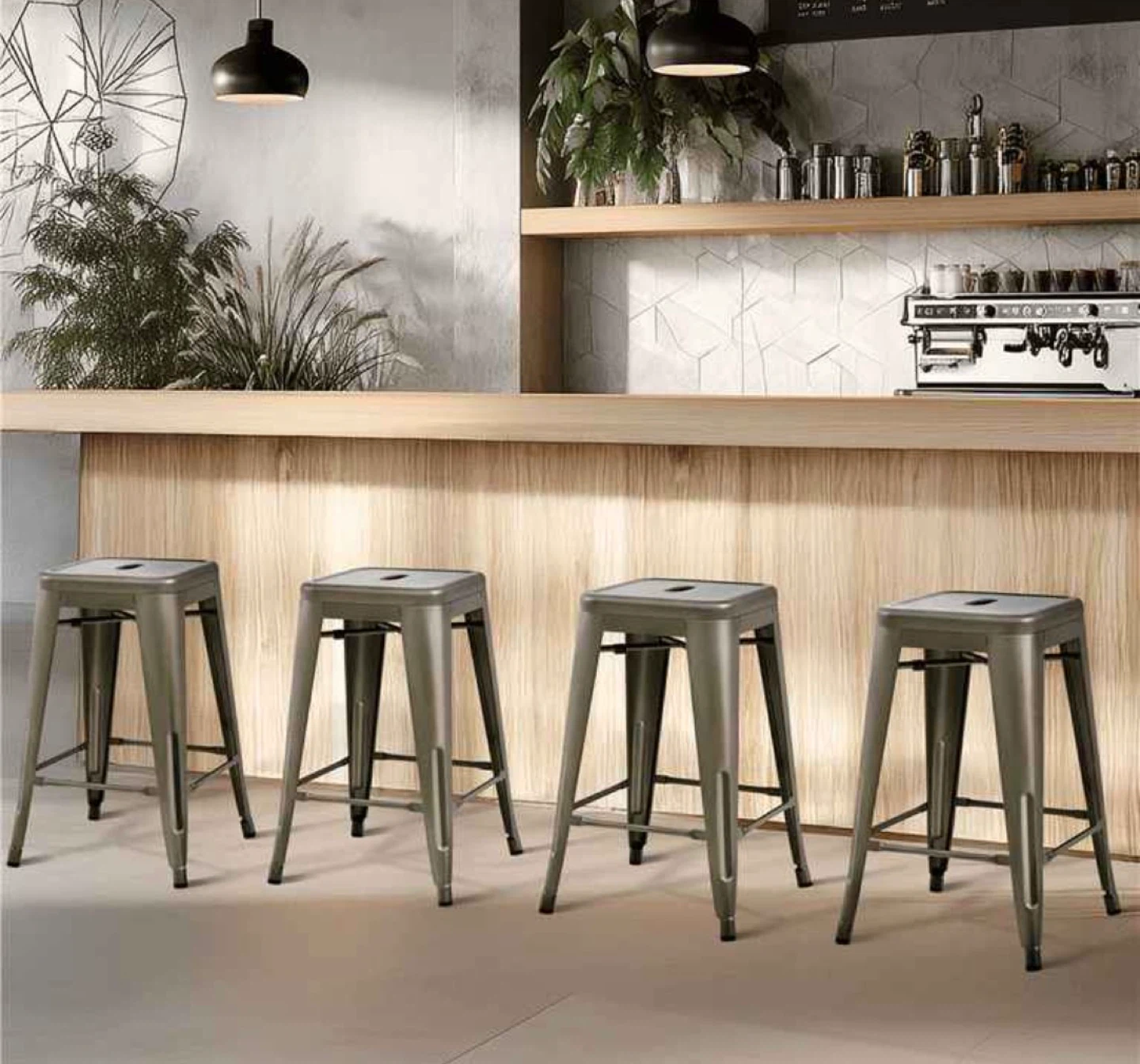New Set of 4 Sturdy Industrial Indoor Outdoor Stools Chairs