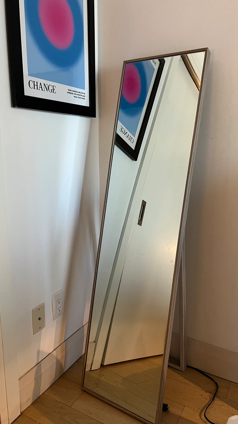 Standing Mirror with Wood-Look Frame