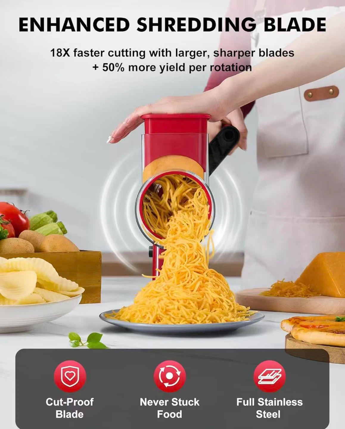 Rotary Cheese Grater with 4 Blades - photo 5