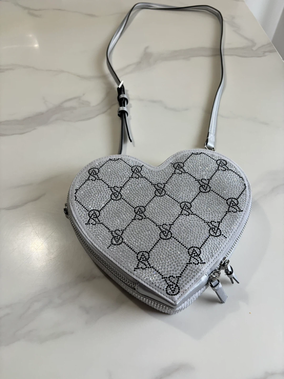 Victoria's Secret Heart Shaped Rhinestone Crossbody Bag - photo 2