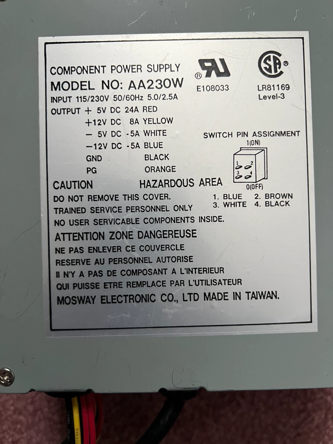 Desktop power supply Mosway AA230W Component