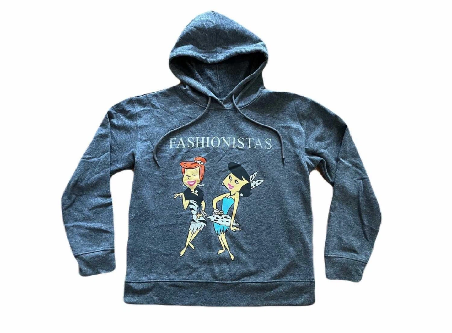 The Flintstones women’s small hoodie, graphic cartoon, grey