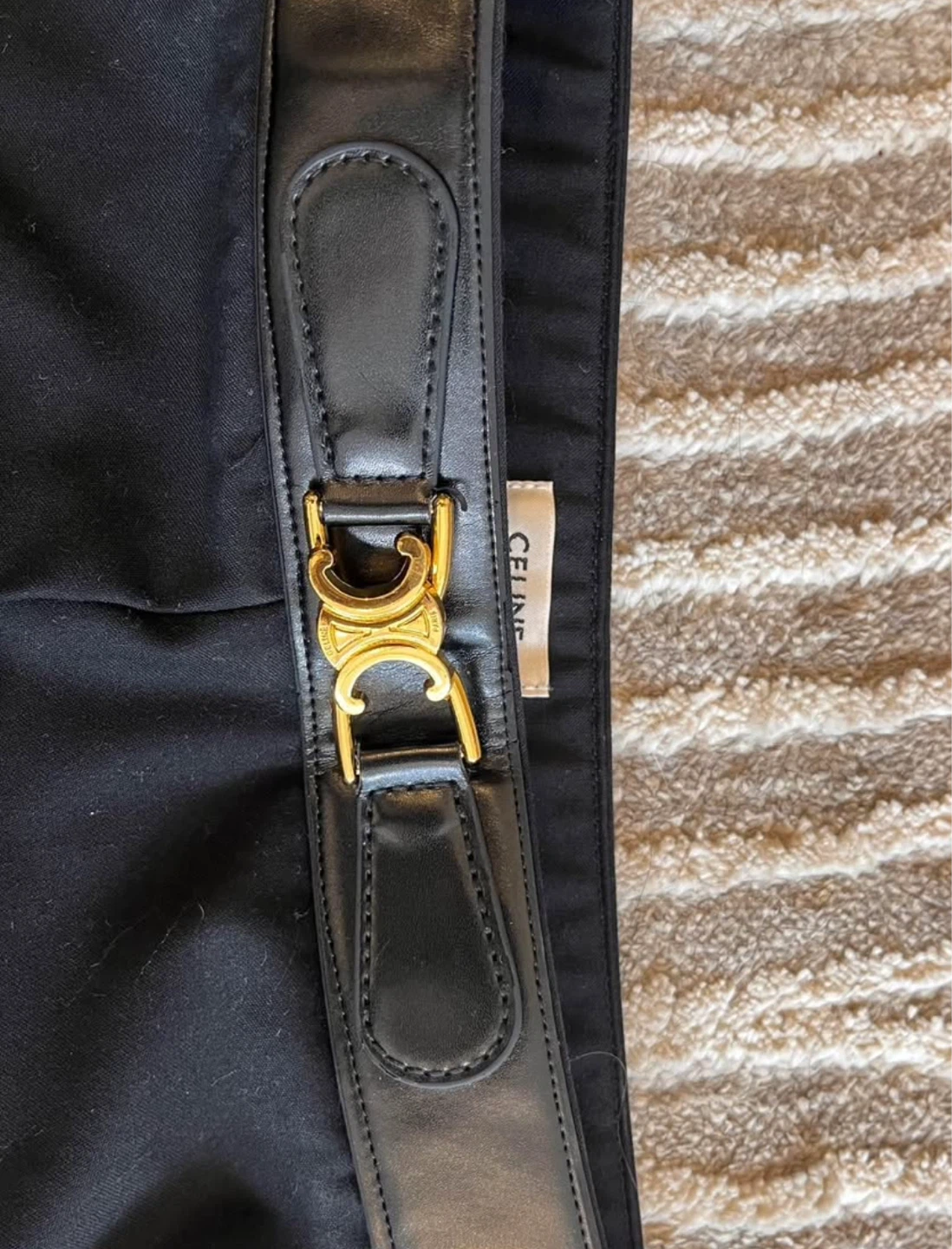 Celine Black Wide-Leg Pants with Gold Buckle - photo 2