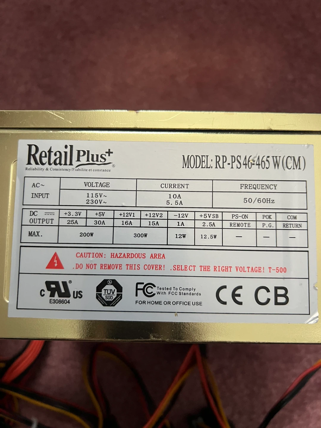 Desktop computer power supply 465W Computer Power Supply - photo 2