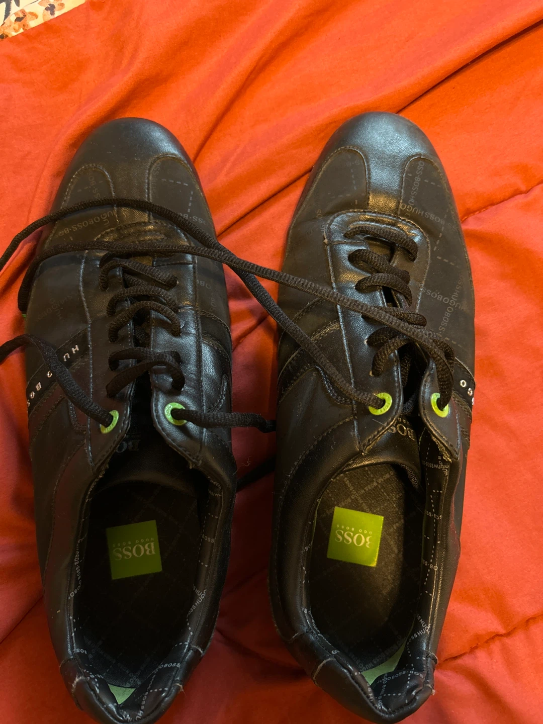 Hugo Boss Men's Black Leather Sneakers Size 42
