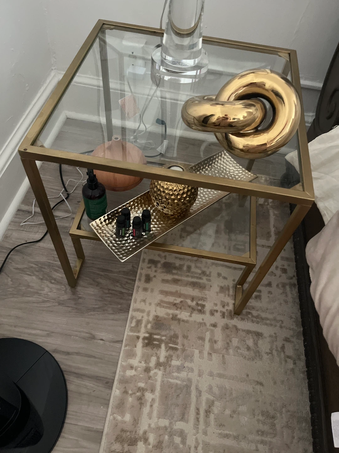 2tables Glass and Gold Metal Side Table - photo 3