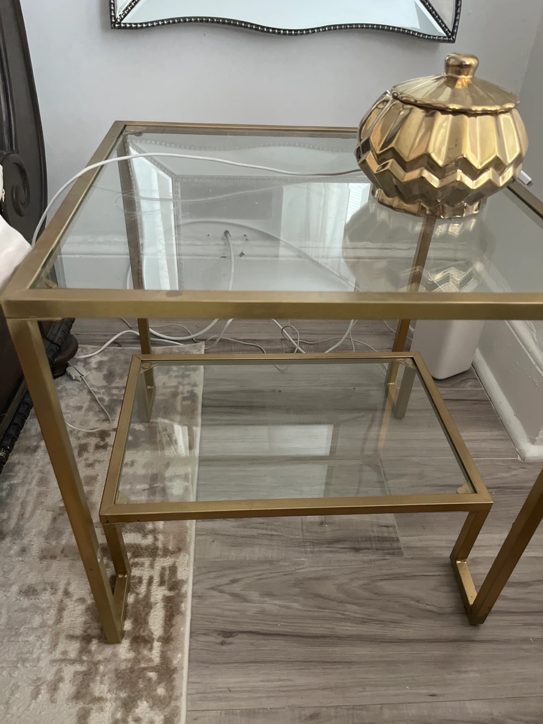 2tables Glass and Gold Metal Side Table - photo 2