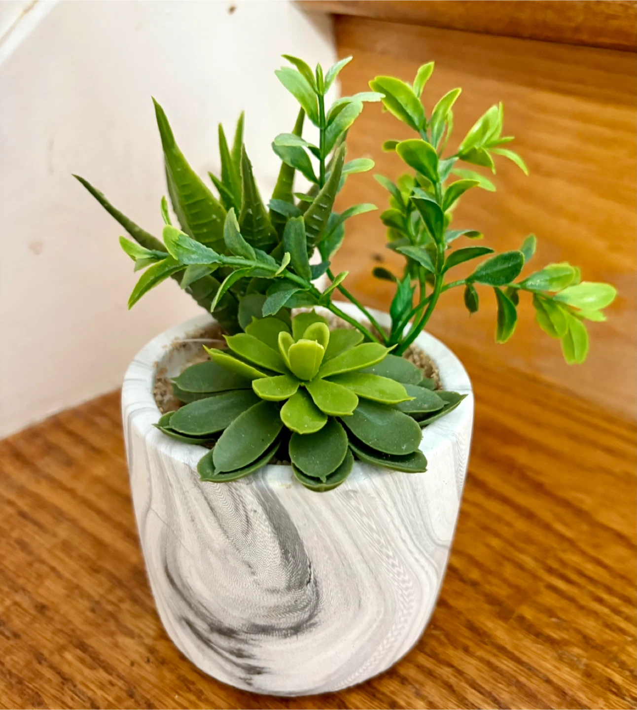 Artificial Succulent Plant in Marble Pot