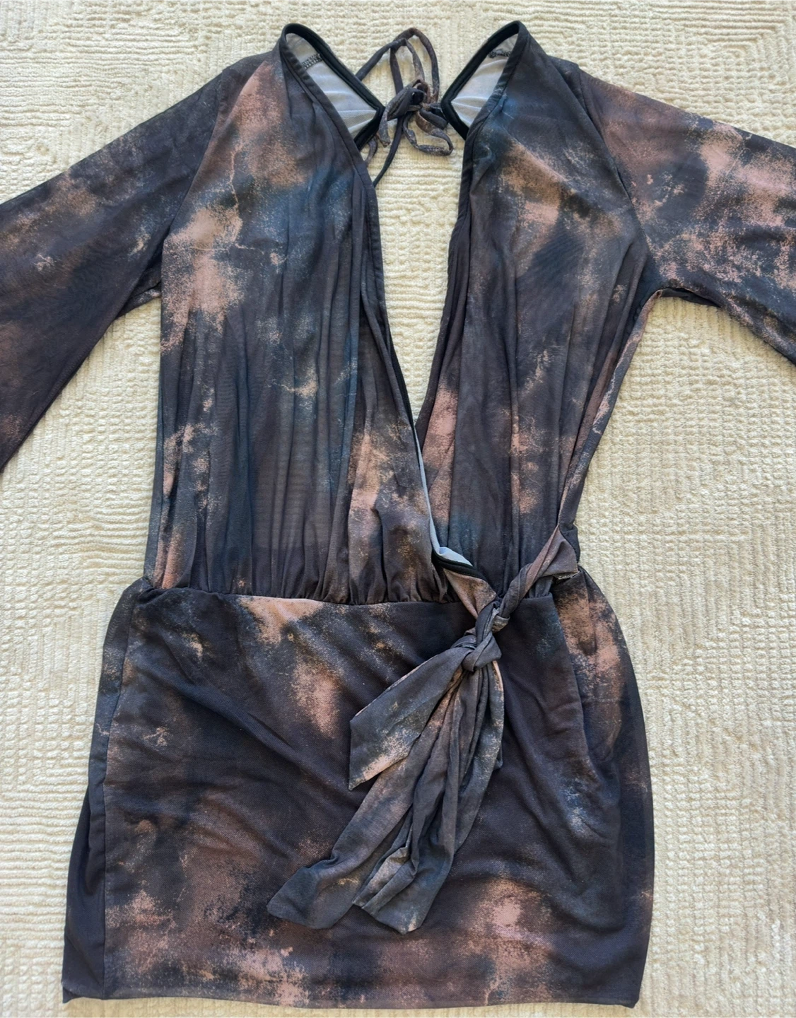 New Fashion Nova Mesh Tie-Front Mini Dress - photo 4