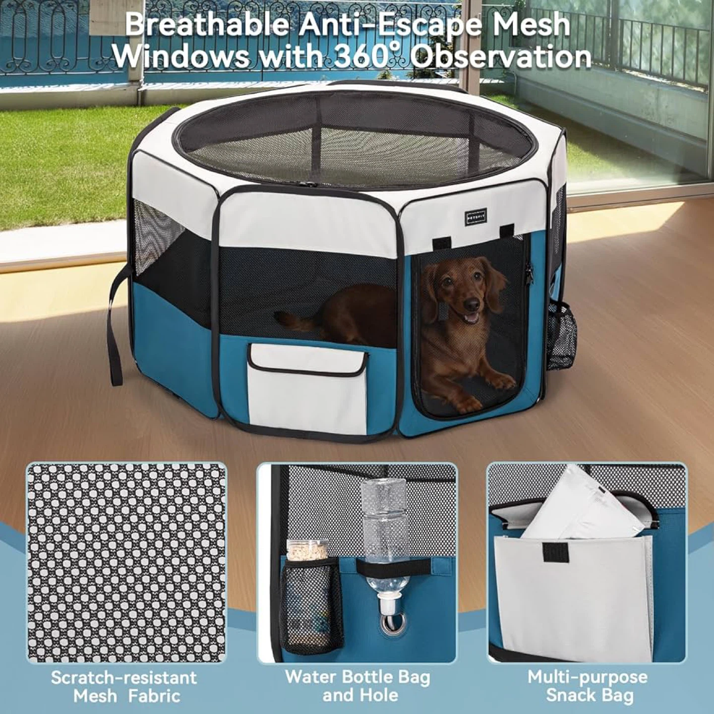 PETSFIT Dog Play Pen,36" - Blue - photo 2