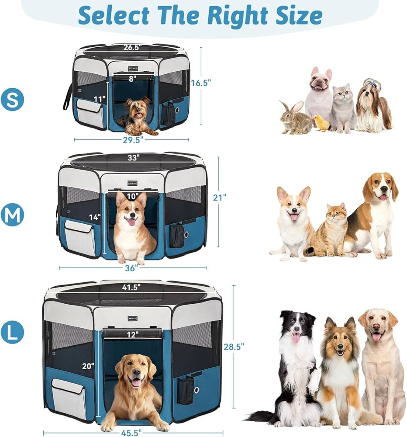 PETSFIT Dog Play Pen,36" - Blue - photo 3