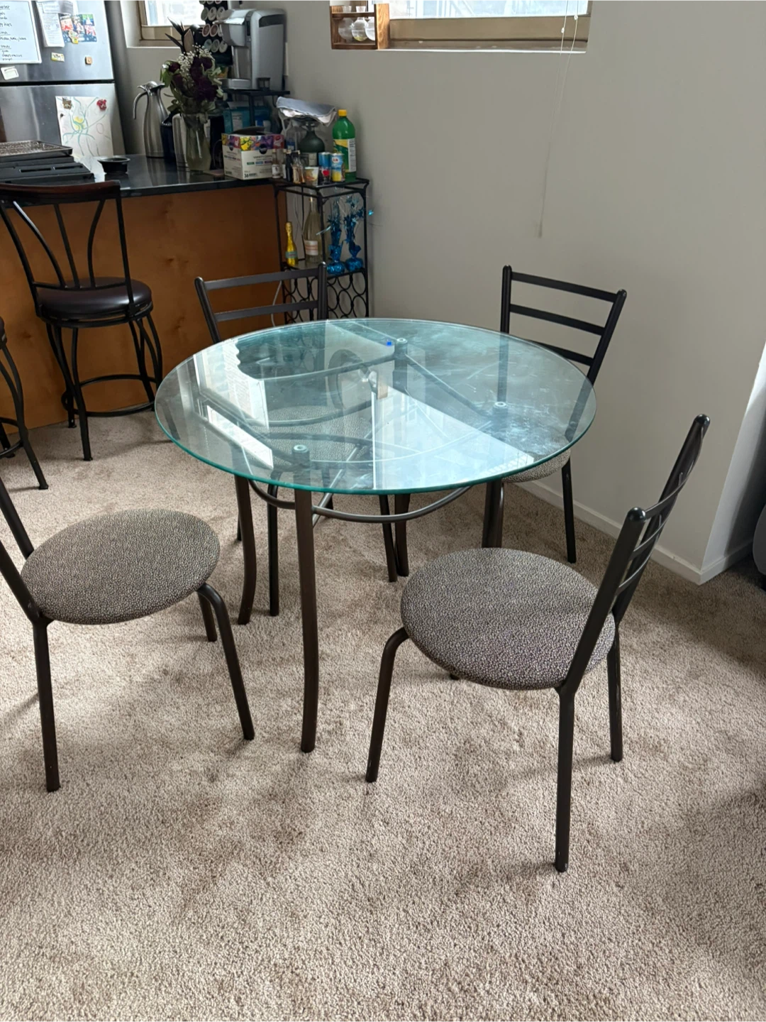 Glass Top Dining Table with 4 Chairs
