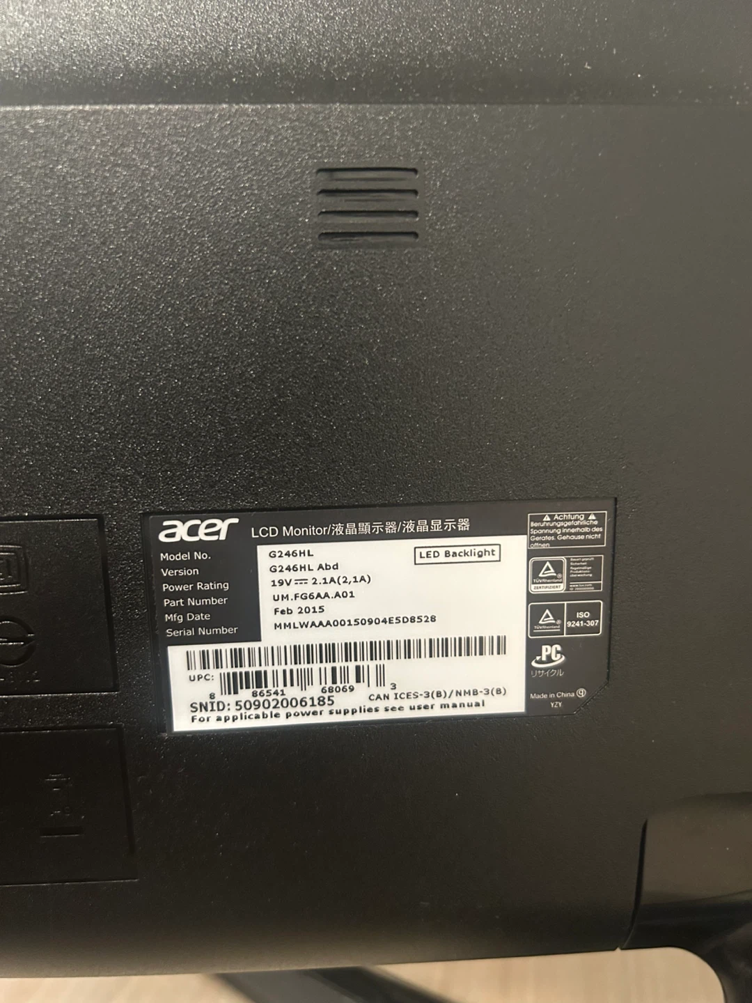 Acer G246HL LED Monitor - photo 4