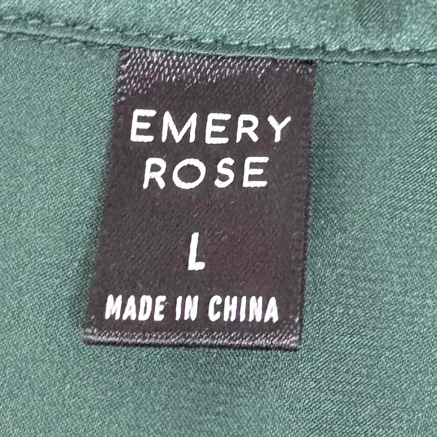 Emery Rose Green Satin Oversized Button Down Long Sleeve Shirt L - photo 4