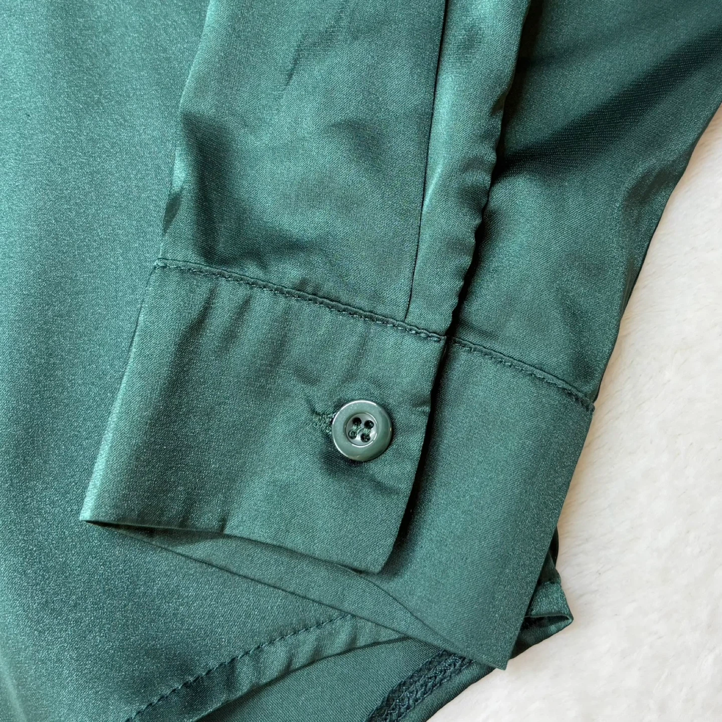 Emery Rose Green Satin Oversized Button Down Long Sleeve Shirt L - photo 5