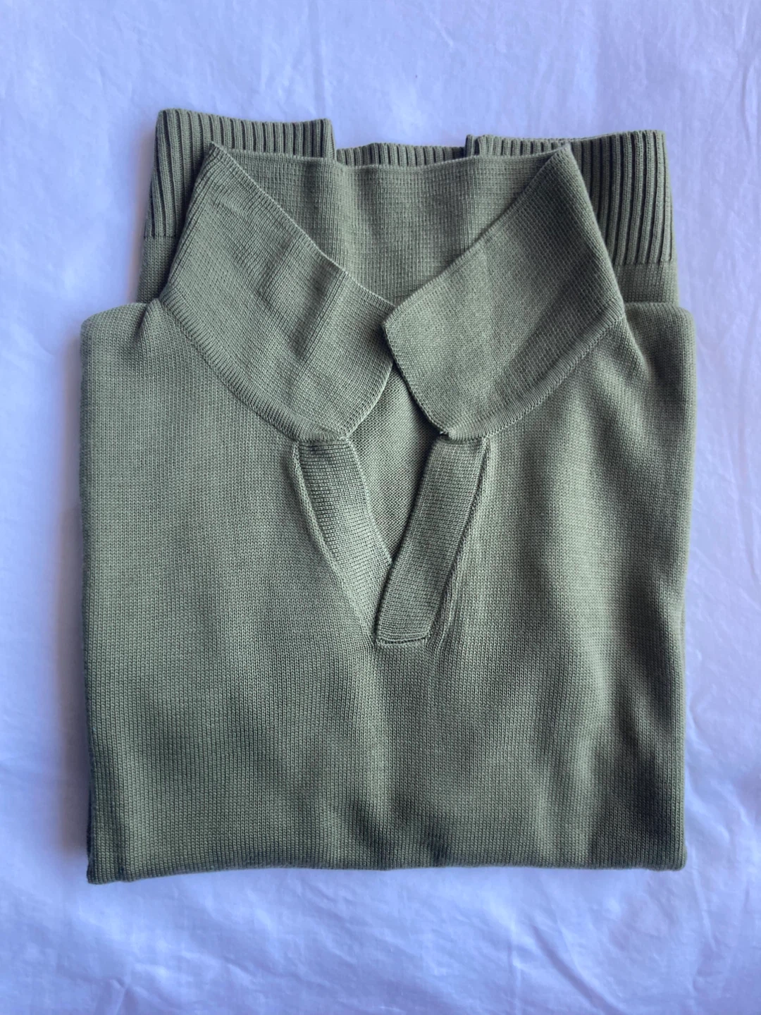 Grounder Knit Polo Shirt - Olive Green - Size M - photo 2